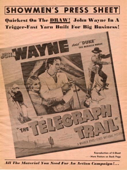 Pressbook for The Telegraph Trail  (1933)