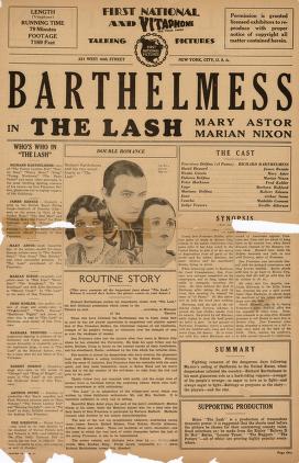 Pressbook for The Lash  (1930)