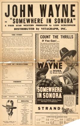 Pressbook for Somewhere in Sonora  (1933)