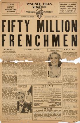 Pressbook for Fifty Million Frenchmen  (1931)