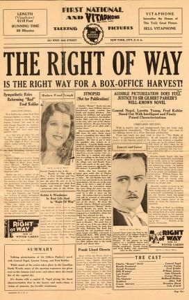 Pressbook for The Right of Way  (1930)