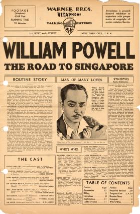 Pressbook for Road to Singapore  (1931)