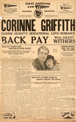 Pressbook for Back Pay  (1930)