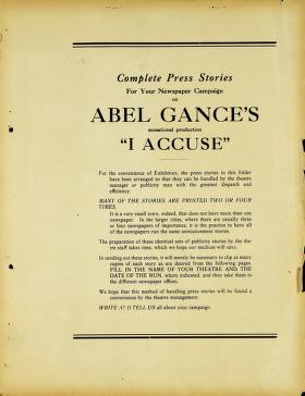 Pressbook for I Accuse  (1919)