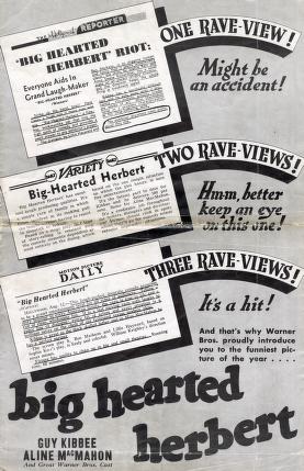 Pressbook for Big Hearted Herbert  (1934)