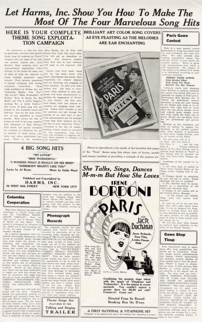 Pressbook for Paris  (1929)
