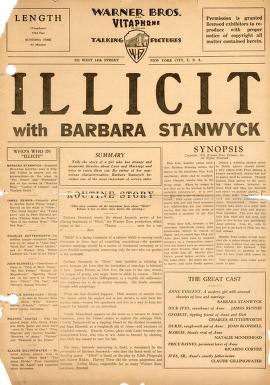 Pressbook for Illicit  (1931)