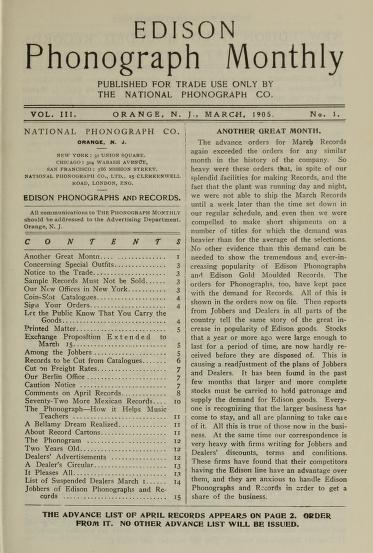 Cover image for The Edison phonograph monthly