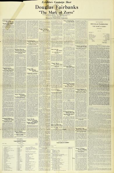Pressbook for The Mark of Zorro  (1920)