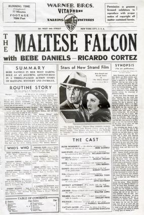Pressbook for The Maltese Falcon  (1931)