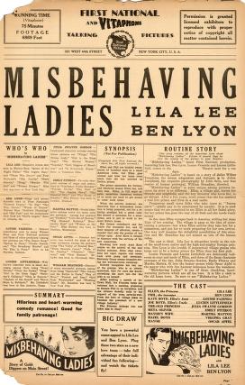 Pressbook for Misbehaving Ladies  (1931)