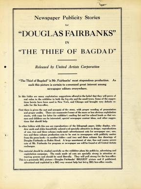 Pressbook for The Thief of Bagdad  (1924)