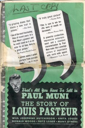 Pressbook for The Story of Louis Pasteur  (1935)