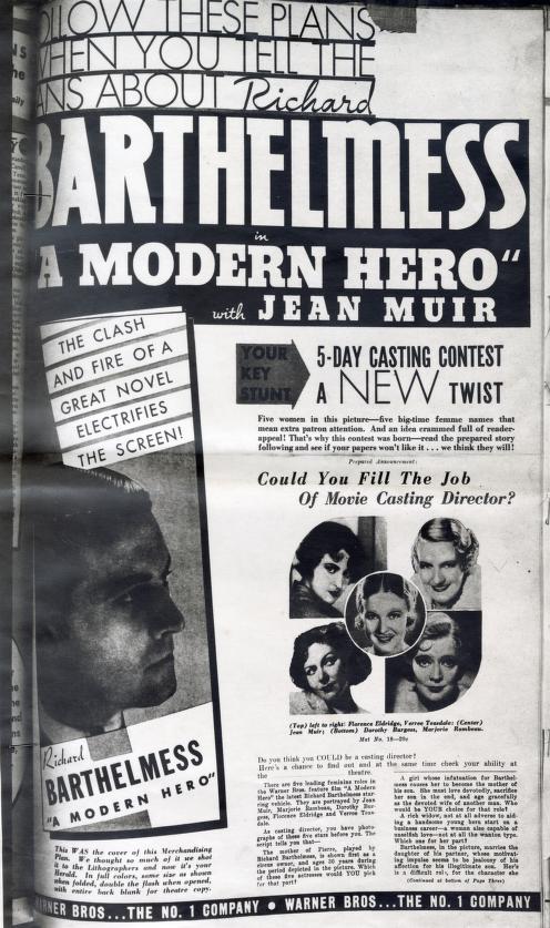 Pressbook for A Modern Hero  (1934)