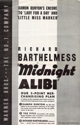 Pressbook for Midnight Alibi  (1934)