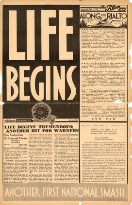 Pressbook for Life Begins  (1932)