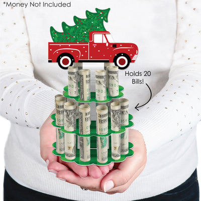 Merry Little Christmas Tree - DIY Red Truck Christmas Party Money Holder Gift - Cash Cake